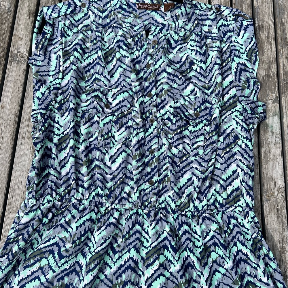 Women's Sleeveless Chevron Patterned Long Dress - Plus Size 3X